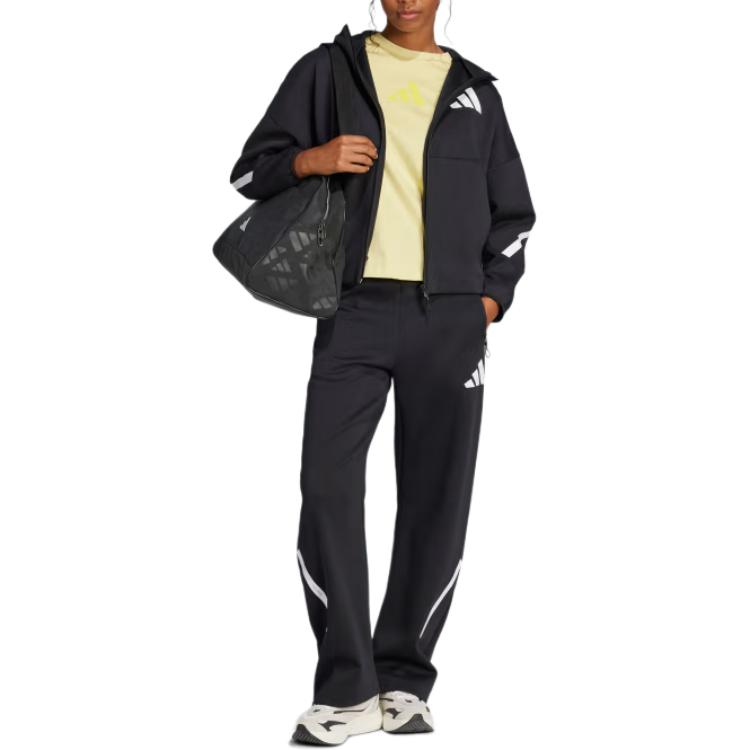 Adidas Z.N.E. Full-Zip Hoodie Black/White Women Streetwear JC5392