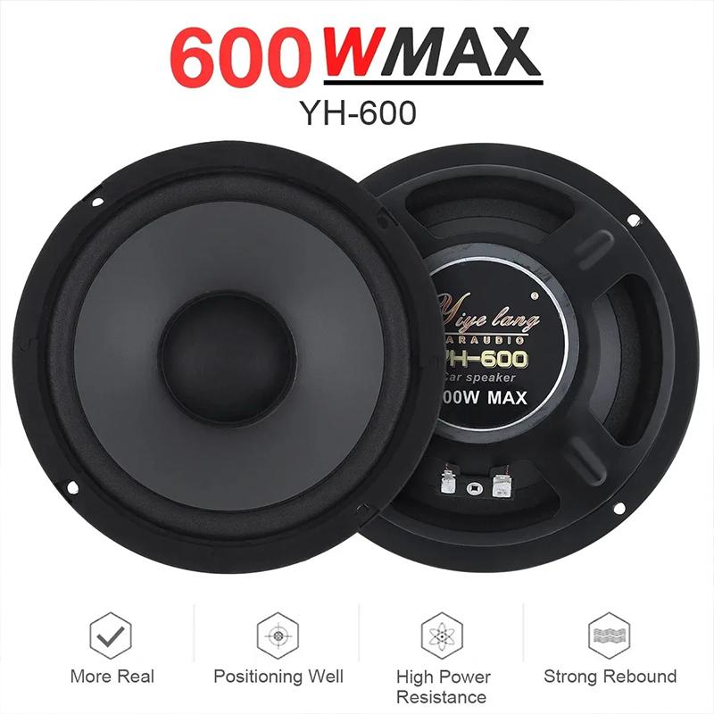 Car Tuning Audio Speaker Heavy Mid-bass Ultra-thin Modified Speaker Horn 6 Inch 600W 2-Way Full Range Frequency Automotive