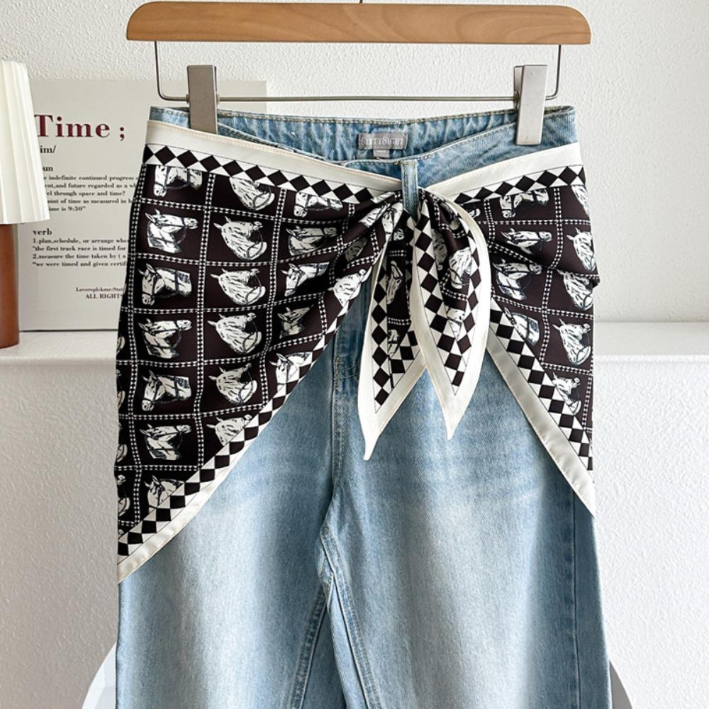 Satinseide Schal Ethnischer Stil Literarischer Stil Dreieckiger Taillenschal Gürtel Vielseitiges Accessoire Jeans Taillenaccessoire Taillenaccessoire