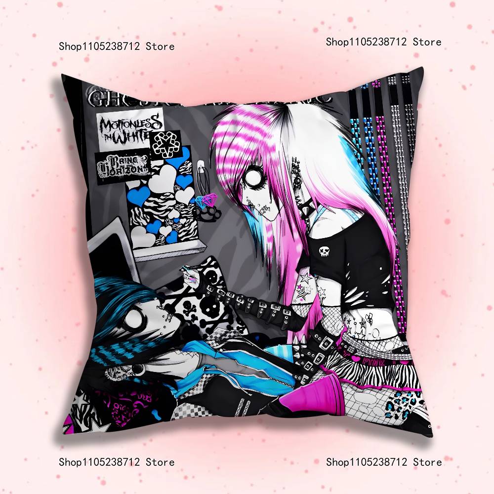 Emo Subculture Art Pillowcase Pillowslip Cushion Plush Boys Girls Cartoon Anime Kawaii Decoration Kids Birthday Cute Gifts