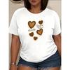 European Size Women's "Love and Hope" Printed Heart-shaped Artistic Design, Casual Wear T-shirt, Medium Elasticity,Casual Short-sleeved T-shirt
