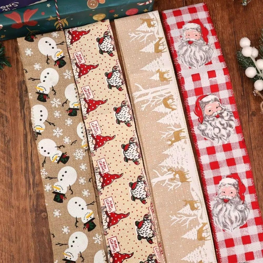 New Imitation Linen Christmas Ribbon 2m Handmade Gift Box Strap DIY Bow Ribbon DIY Crafts