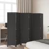 6 Piece Black Folding Screen Solid Paulownia Wood