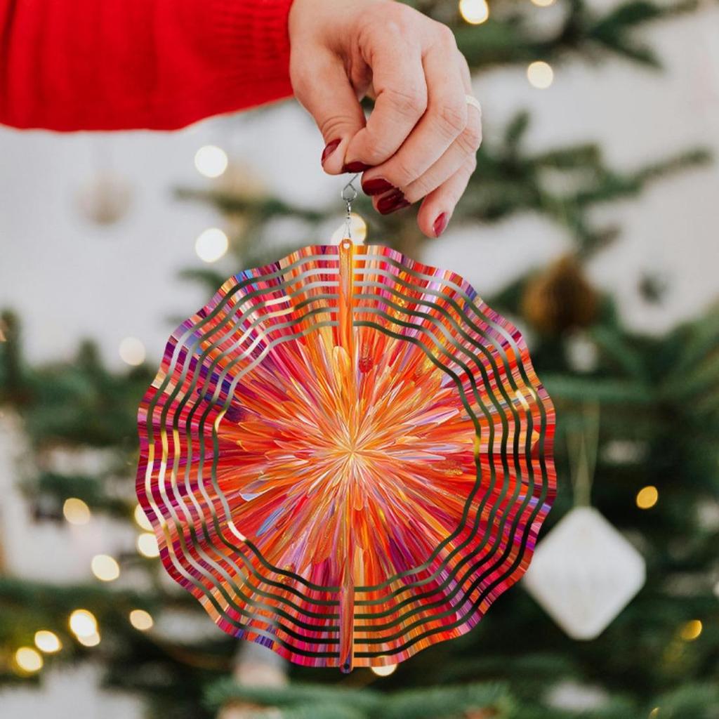 1 Stück Mandala Spiral Windspiel - Metall 2D Mandala Spinner mit 360° drehendem Haken, Garten Terrassen Dekoration, Outdoor Windskulptur