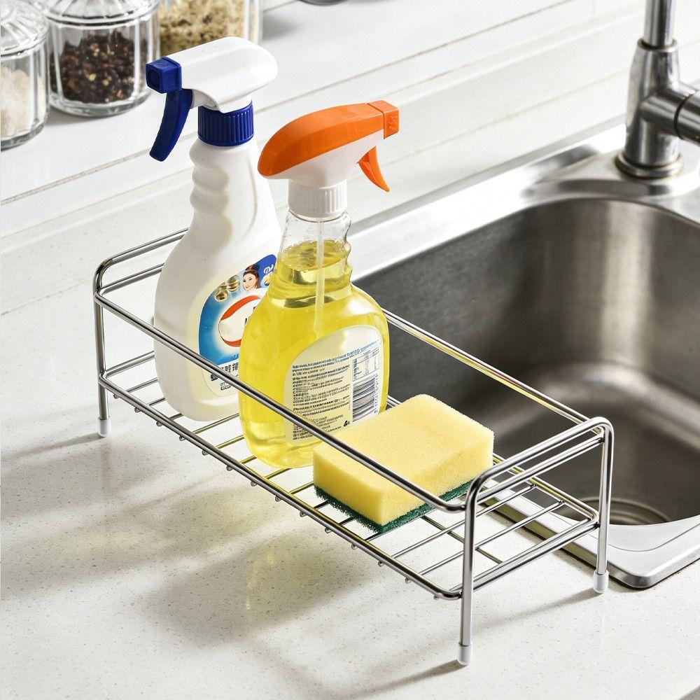 Stainless Steel Kitchen Sink Storage Rack Anti-rust Waterproof Sponge Drain Holder Save Space Modern Cosmetic Storage Stand