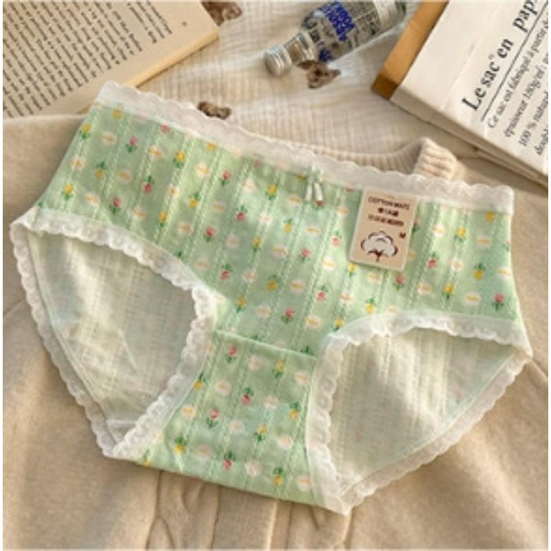 

Трусики из хлопка жаккардовой вязки класса А для малышей, антибактериальные и дышащие, поясная сумка и набедренная сумка, студенческие треугольные женские трусики One size зелёный