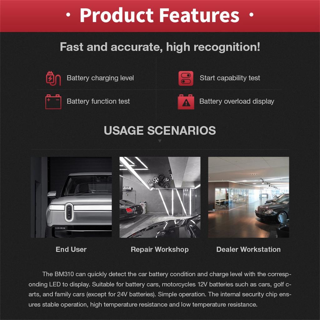 Tester baterie auto 12V și tester alternator, indicator tester sarcină auto, verificare auto 12 V pentru automobil