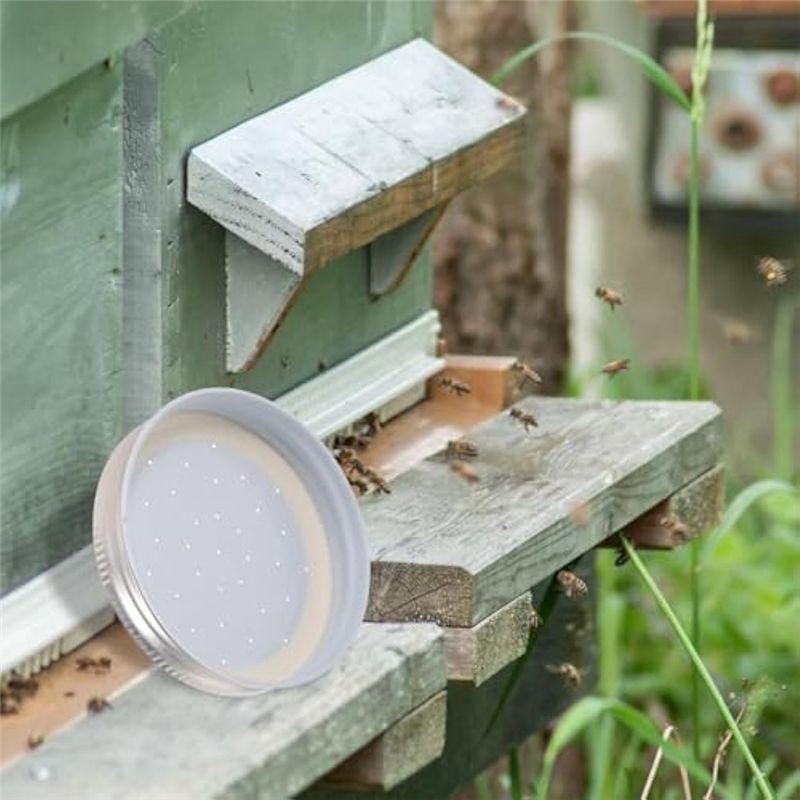 Entrance Feeders Perforated Metal Mason Jar Lids Beehive Waterer Honey Canning Feeder Beekeeping Supplies Durable