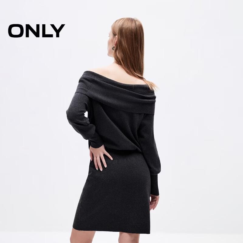 ONLY Women's French Style Wool Blend Off-Shoulder Knit Mini Dress