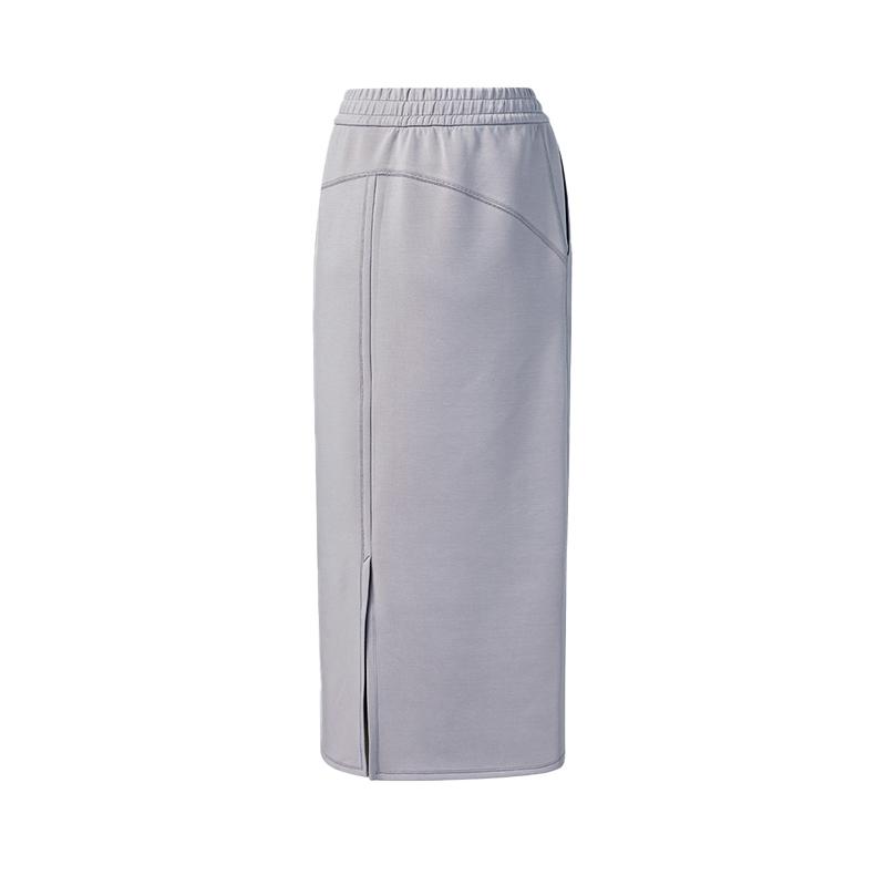 FILA Fitness Series Simple Comfortable Casual Versatile Knitted Long Skirt Women skirts Dark-Purple Gray A11W621304FGY
