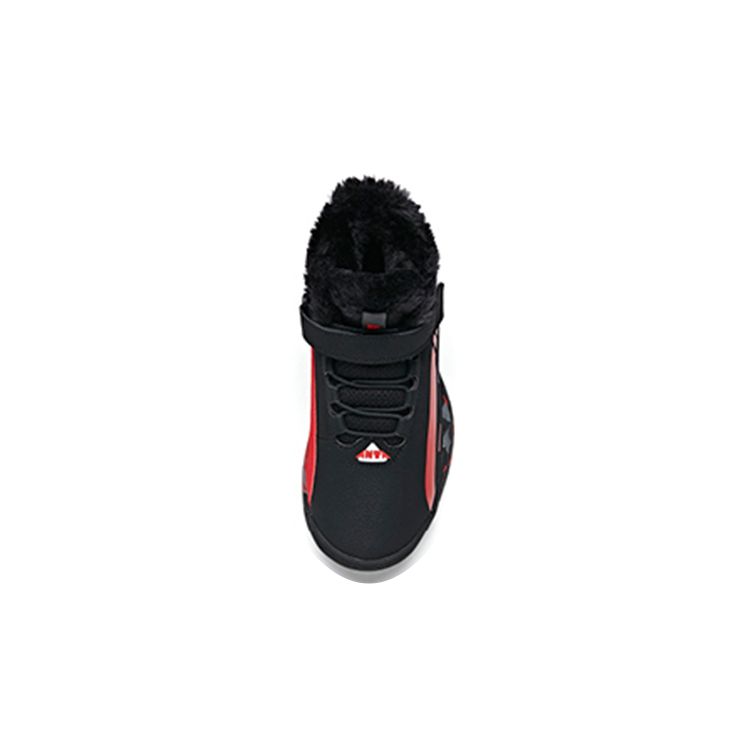 Anta Kids Velcro Non-Slip Wear-Resistant Warm Low-Top Running Shoes Kids sneaker Black Red 312046953-3