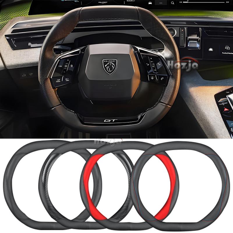Leather Car Steering Wheel Cover for Peugeot E3008 3008 GT 2016- 2024 2025 Non-slip Auto Interior Accessories