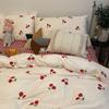 Red Cherry Duvet Cover Set No Filler Ins Style Korean Full Queen Size Girls Boys Flat Sheet Pillowcase Bedspread Set