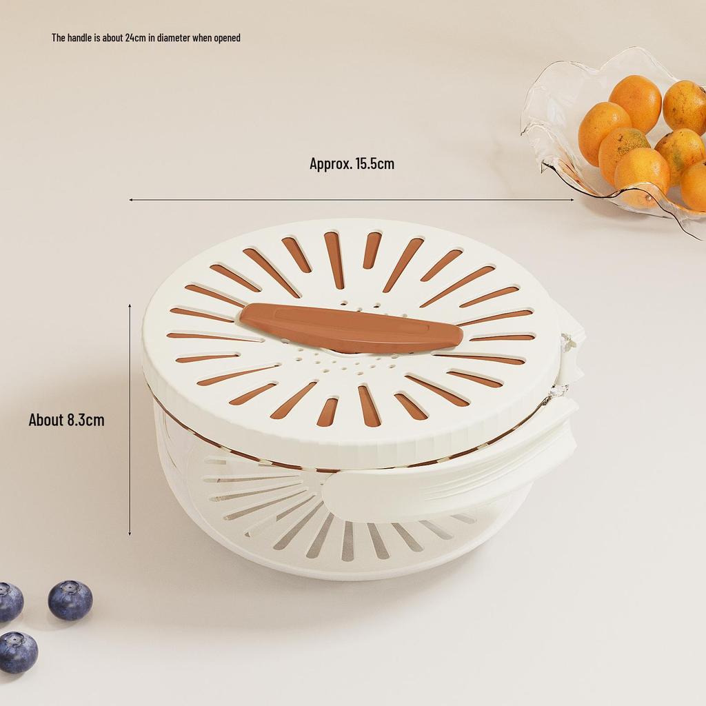 Multifunctional Draining Bowl & Refrigerator Storage Box with Foldable Handle – Keeps Hands Dry