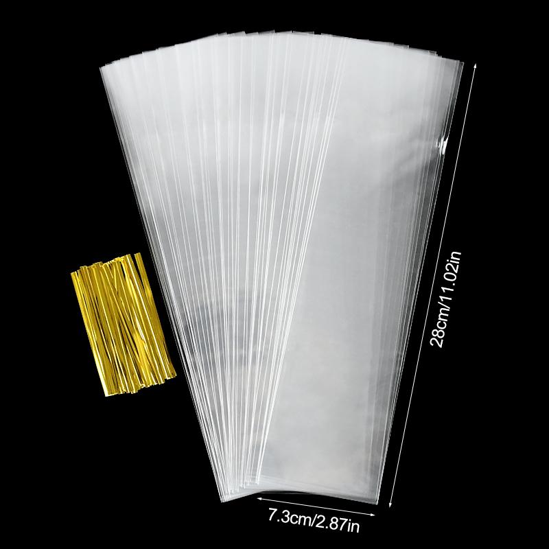 

50/100 шт. Прозрачные длинные пакеты для конфет, целлофановые пакеты для печенья, леденцов, пластиковые пакеты, упаковка для пищевых подарков, свадебный декор, товары для дня рождения 50pcs прозрачный