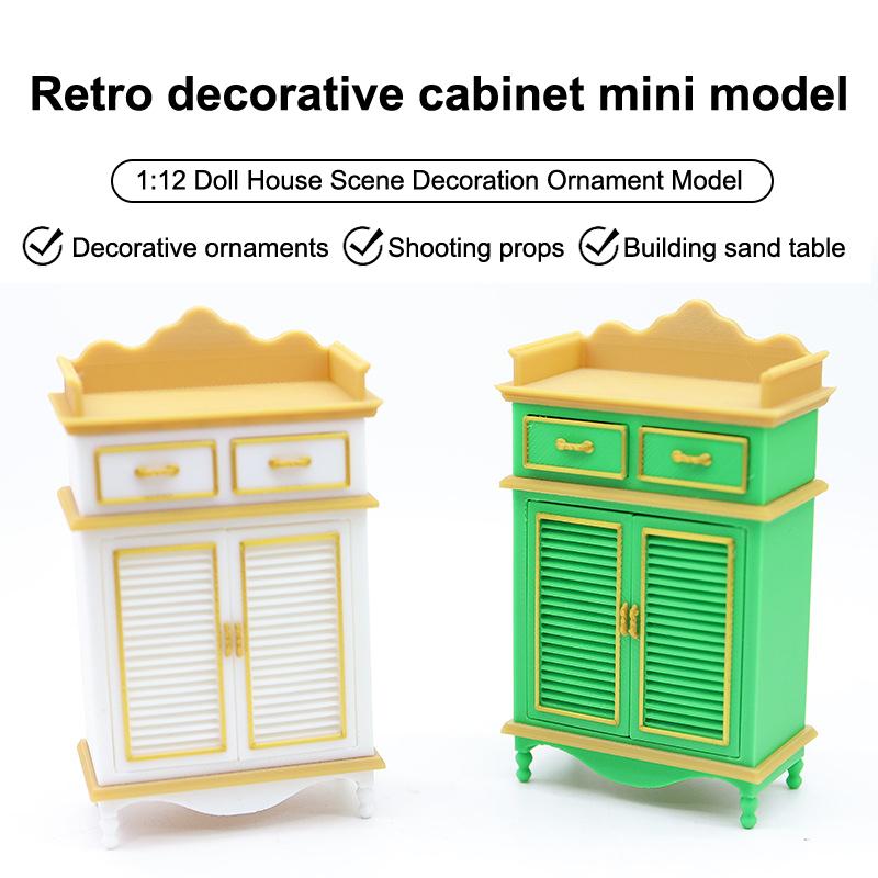 1/12 Dollhouse Mini Cabinet Cupboard Model Dollhouse Furniture Ornament Dolls House Living Scene Decoration Pretend Play Toys