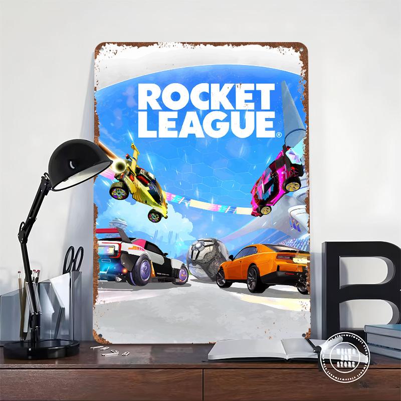 Rocket League Game Printed Poster Customized Wall Art Retro Vintage Metal Tin Signs for Room Decorations Aesthetic Decoration
