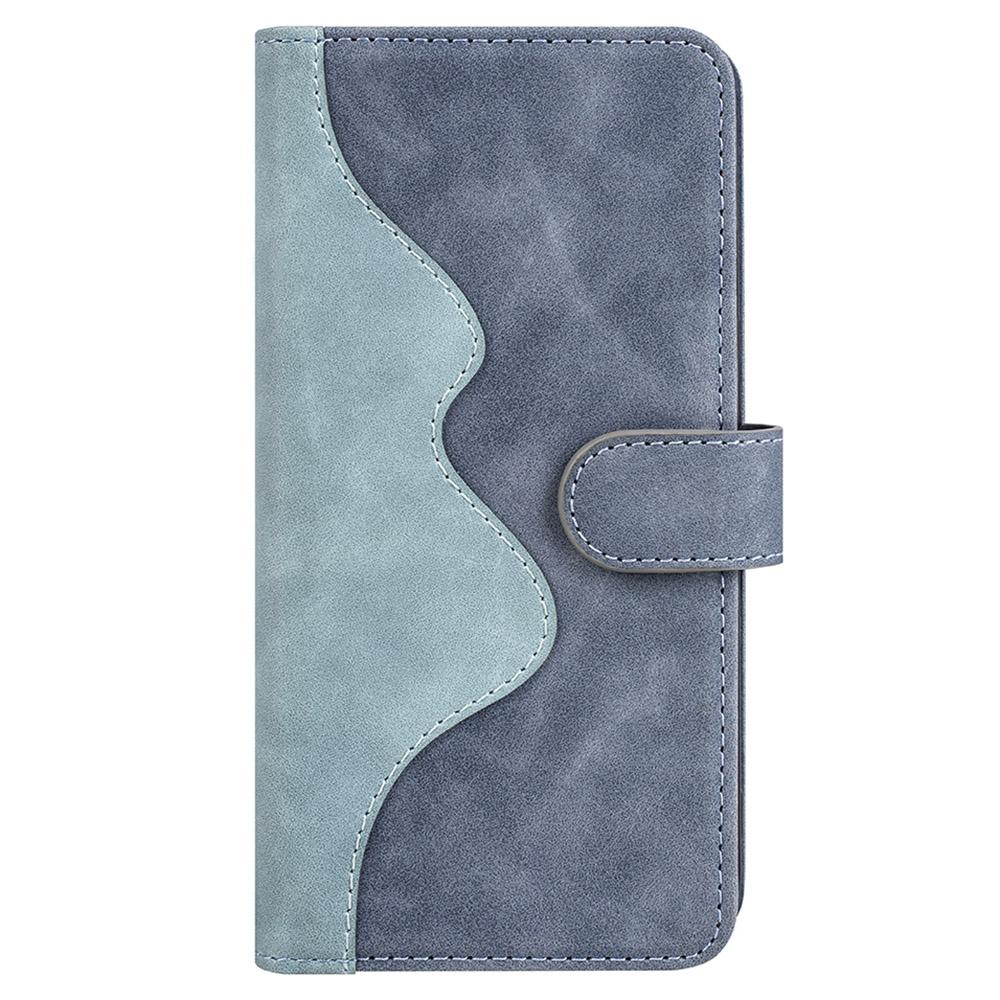 For iPhone 15 Dual-color Splicing Magnetic Clasp PU Leather Wallet Phone Cover Drop-proof Case