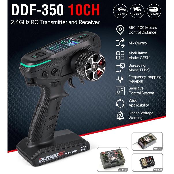 DUMBORC DDF-350 10CH Remote Controller 2.4G 10Channel Transmitter P6F P6DC Gyro Receiver for Drift Car Tank Boat Robot Toy Wltoy