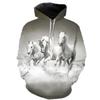 Autumn 3D Horse Pattern Printed Hoodies Fashionable Casual Sports Long Sleeved Men's Hooded Sweatshirts