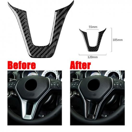 Carbon Fiber Car Steering Wheel Trim Sticker For Mercedes Benz A C W204 GLA CLA