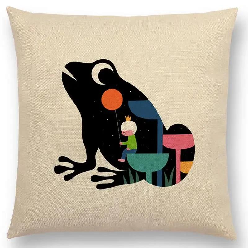 Latest Day Night Sun Moon Child With Animals Friends Wolf Bear Elephant Rabbit Cushion Cover Home Decor Sofa Throw Pillow Case