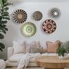 1 Stück Gewebte Rattan-Scheibe Handgefertigte Wandbehänge Zuhause Natürliche Papyrus-Quasten Kunstdekoration Stroh Runde Scheibe Ornament Boho