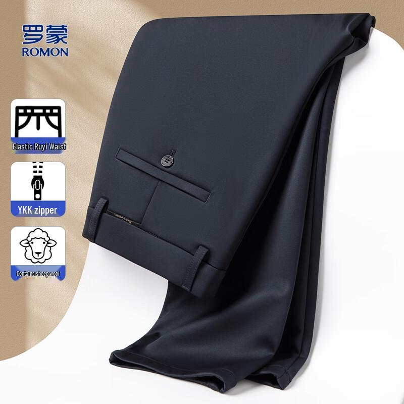 

Romon Men s Lamb Wool Blend Straight-Leg Casual Business Pants 33