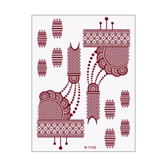 Nostalgie Red Henna Tattoo Kit, Waterproof Tattoos Stickers, Temporary Stickers for Women Wedding Party Festival Decorations