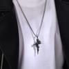 New Gothic Punk Rose Flower Necklaces for Men Hip-hop Silver Color Retro Cross Pendant Collar Jewelry Decoration Gifts Wholesale