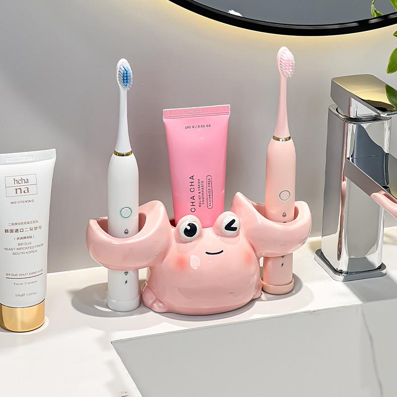 Ceramics Toothbrush Storage Racks Couple Electric-Toothbrush Holder Cute Cartoon Toothpaste Stand Bathroom Washbasin Rack
