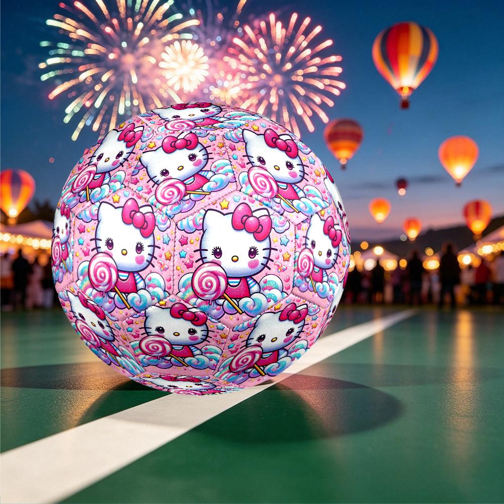 1pc Hello Kitty Pattern Football, Standard Size 5 Soccer Ball Stylish Sport Football for Competition Play and Training