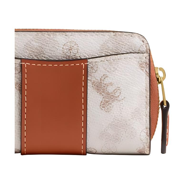 New COACH Essential Coated Canvas With Calfskin Card Holder Trumpets Women's Brass & Taupe CAN55-B4RGL