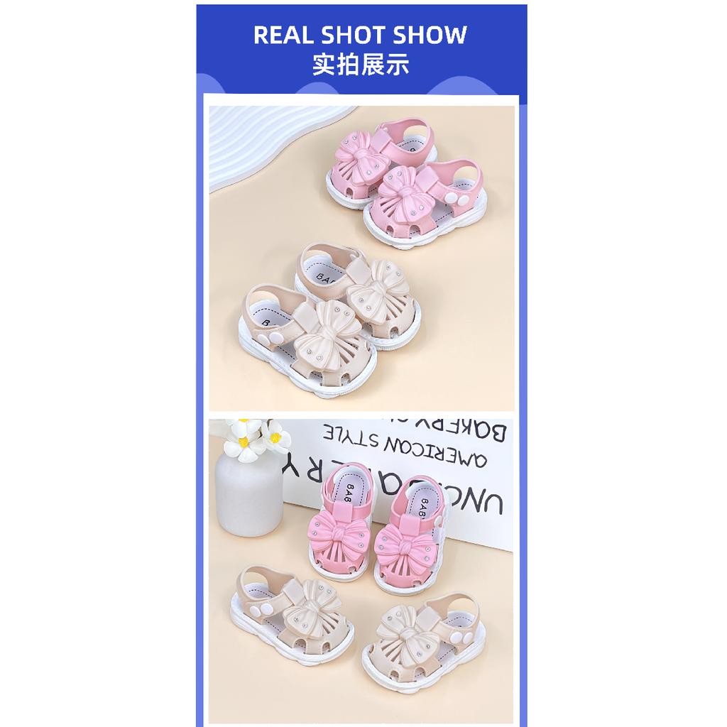 Summer new style toddler girls' closed-toe walking shoes princess baby bow shoes girls' sandals