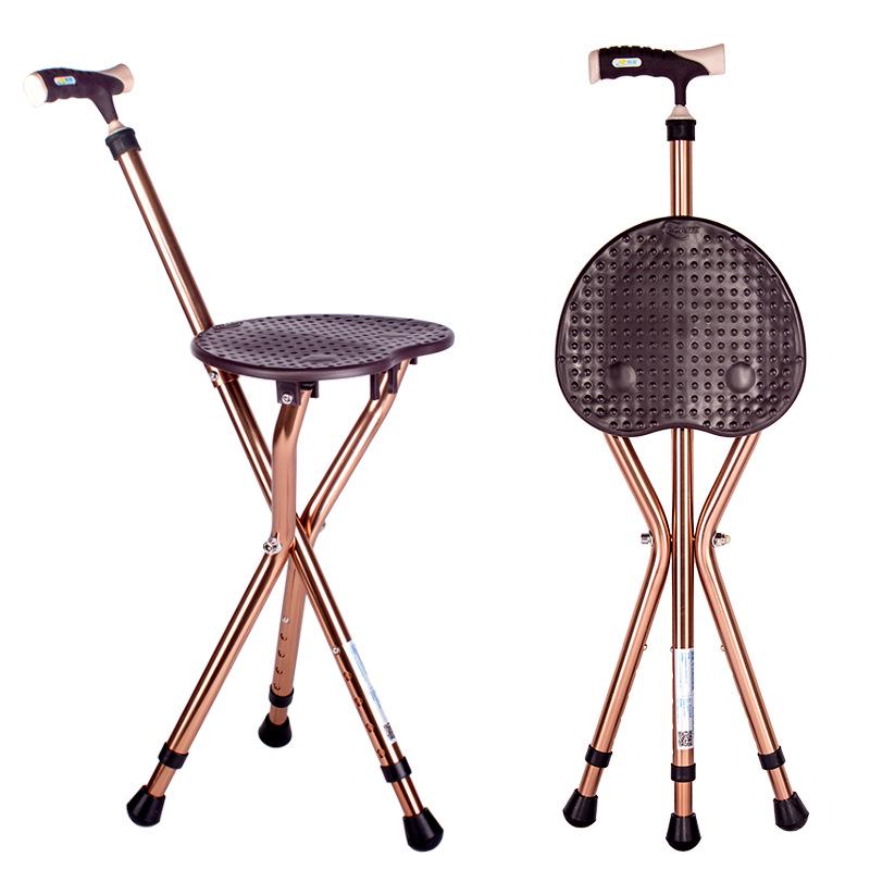 Lightweight Aluminum Walking Stick Stool with Seat - Non-Slip, Folding, and Triangular Design