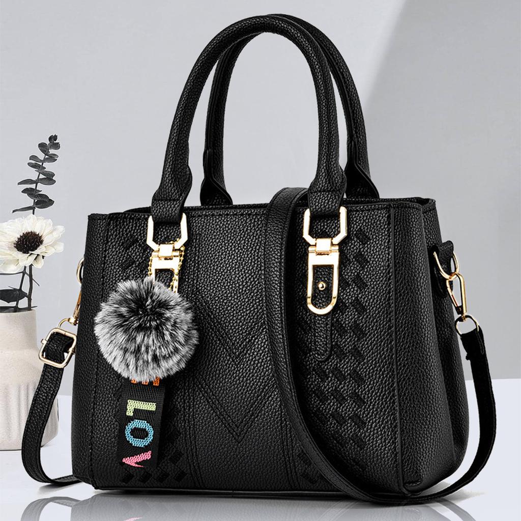 Bags women's new trendy European and American handbags hairball pendants simple shoulder messenger bags women's bags