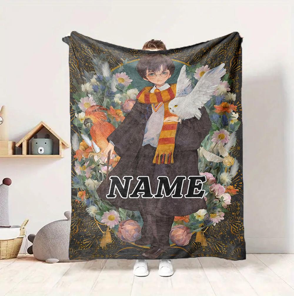 Custom Name Harry Potter Flannel Blanket Throw Blanket Soft Warm Sofa Bed home Decor Unique Gift