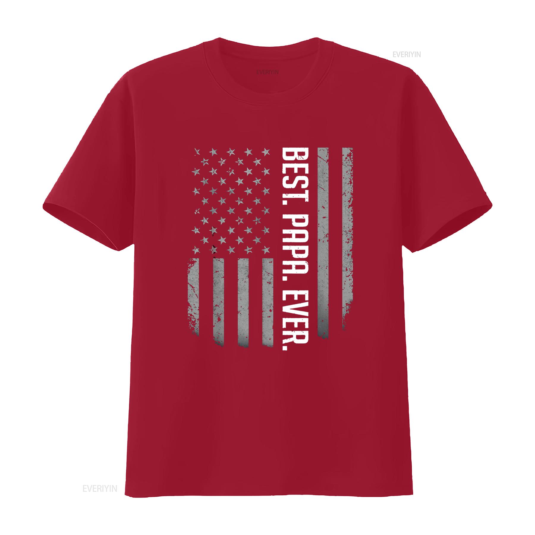 Mens Best Papa Ever US American Flag T Shirt s For Father s Day vintage Washed Comfortable homme Stretched Unisex fashion Soft S