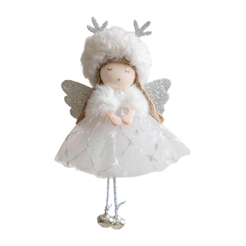 

Premium Plush Fabric Angel Deer Antler Hanging Ornament Durable Holiday Decoration For Indoor Christmas Party Decors серебро белый