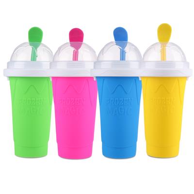 Buz Hızlı Dondurulmuş Sıkma Bardak Yaz Slushie Maker Kupası Slushy Cup Smoothie Maker Sihirli Silikon Bardak