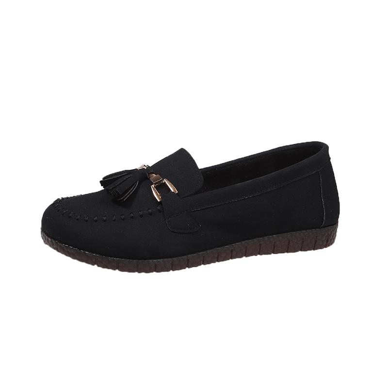 Women's Natural Leather Slip-on Ballet Flats Loafers Round Toe Fringe Casual Female Espadrilles Mccasins Shoes for Woman