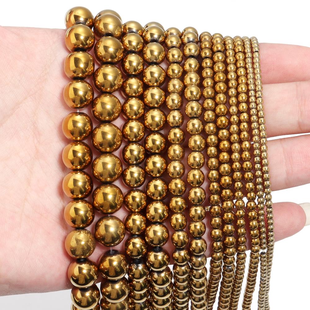 Apx 38-190pcs/Strand Round Hematite Beads Natural Stone Beads Loose Beads For Jewelry Making Diy Bracelet Accessories