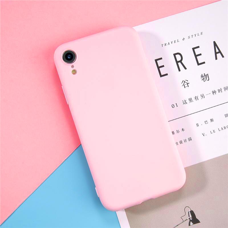 

Простой однотонный чехол для телефона iPhone X 8 7 6 6s Plus 5 5S SE XS Max XR X матовый, карамельный, ТПУ, силикон iPhone 7 ярко-розовый