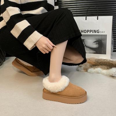 Mao Mao Baumwollschuhe für Damen zum Tragen 2024 neu Winter Fell integriert dicksohlige Tasche Kopf Mao Mao Hausschuhe Plüsch Schneestiefel