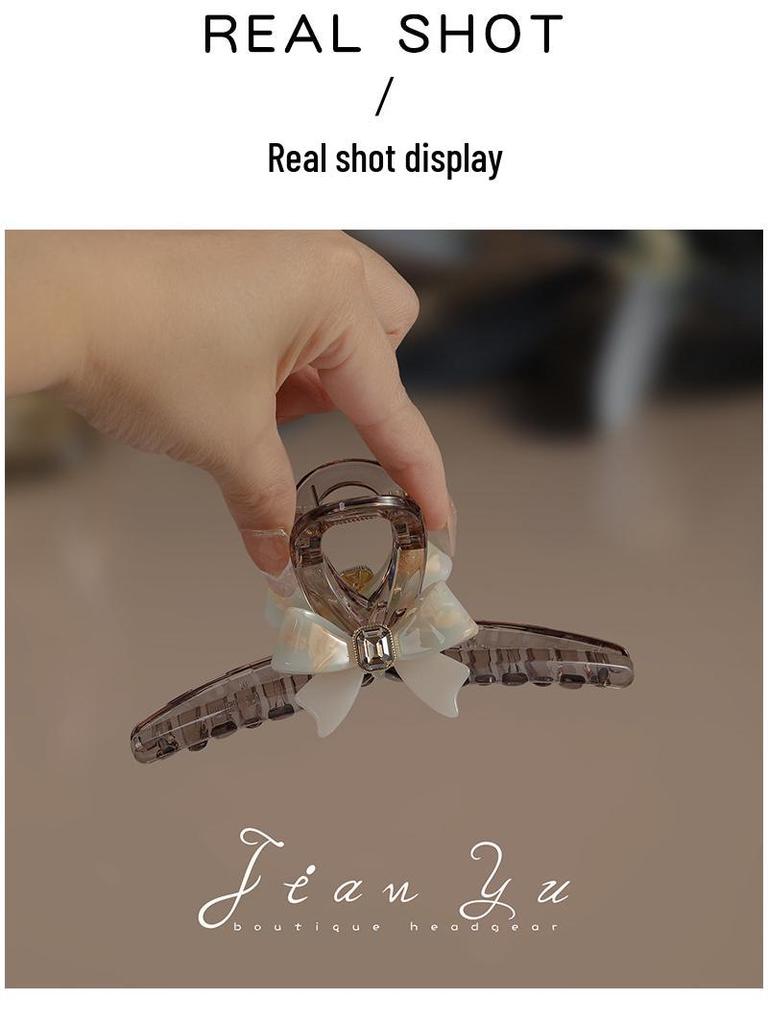 Translucent Acrylic Bow Claw Hair Clip - Stylish and Gentle Accessory for Women