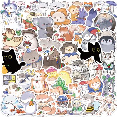 50 Cartoon Hand-drawn Animal Graffiti Stickers Decorative Ipad Suitcase Notebook Diy Waterproof