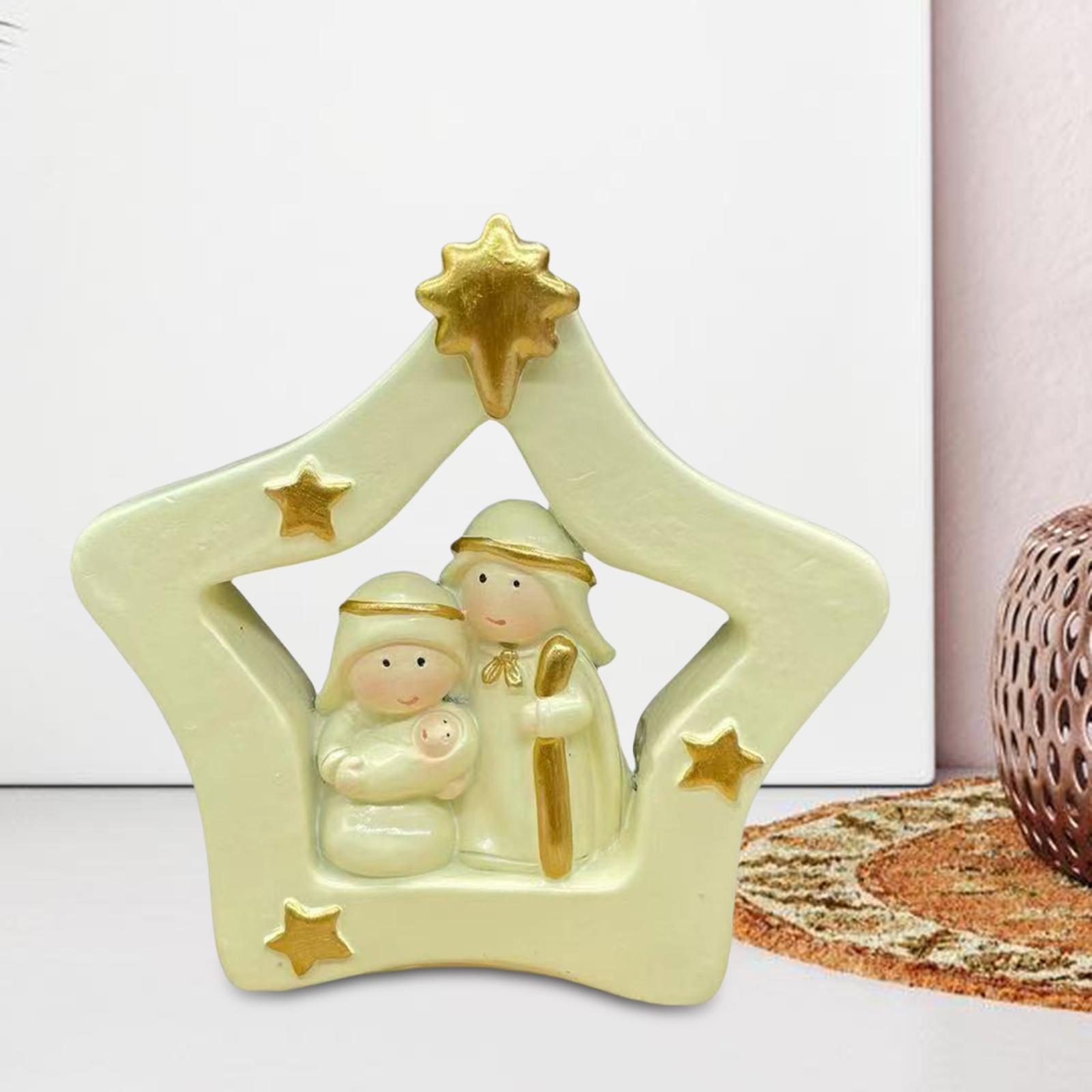 Miniature Nativity Scene Set,Home Decor Religious Gift,Holy Family Statue Small Christmas Nativity Figurine for Fireplace Party