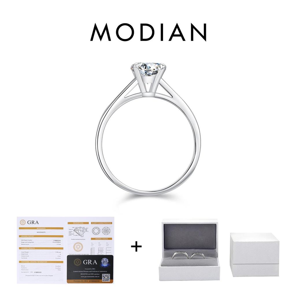 MODIAN 1ct D Kleur Ronde Hoge Kwaliteit Moissanite prsten Voor Vrouwen 925 Sterling Zilver Romantische Bruiloft Verlovingsband Sieraden