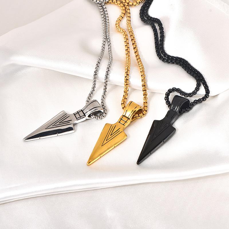 Domineering Triangle Spearhead Men's Couple Alloy Retro Hip-hop Arrow Necklace Pendant Jewelry