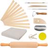 20Pcs Pottery Teaching Kit,with Rolling Pin,Pottery Teaching Rolling Mud Sticks,Clay Sculpting Tool